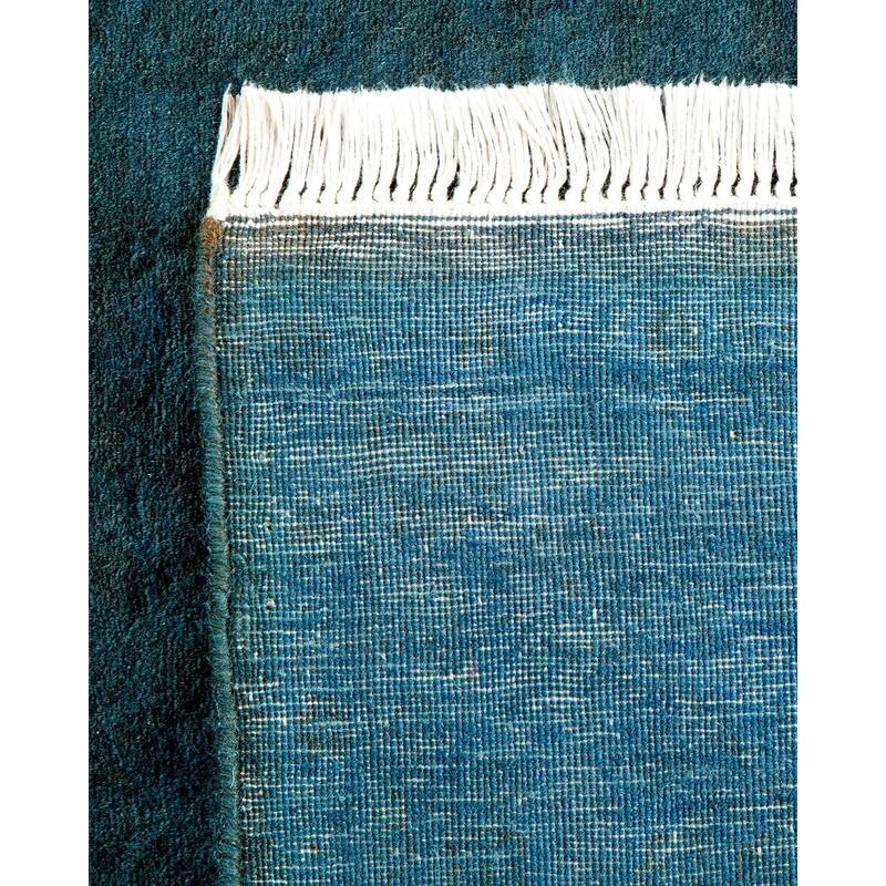 Overton Hand Knotted Wool Vintage Inspired Modern Contemporary Overdyed Blue Area Rug - 3' 2" x 5' 1"