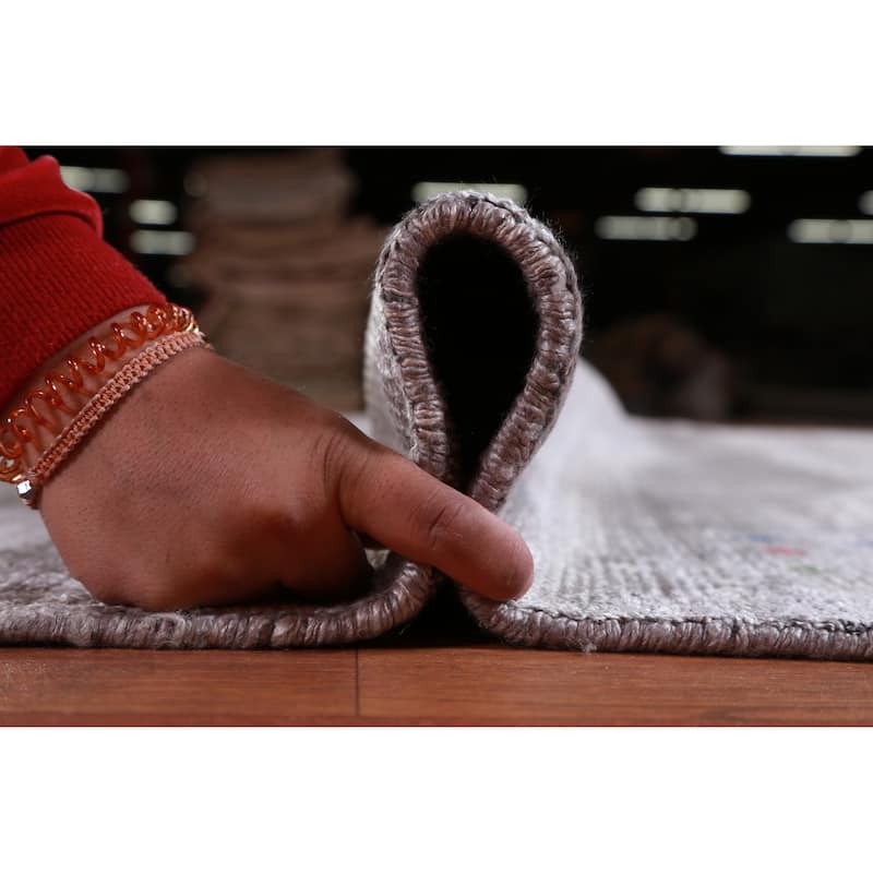Hand Knotted Oriental 100% Wool Carpet Tribal Stripe Greys & Charcoal Gabbeh Area Rug - 12' 1'' X 9' 1''