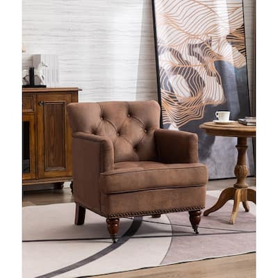 Antique Brown Upholstered Fabric Armchair, Club Chair Leisure Chair