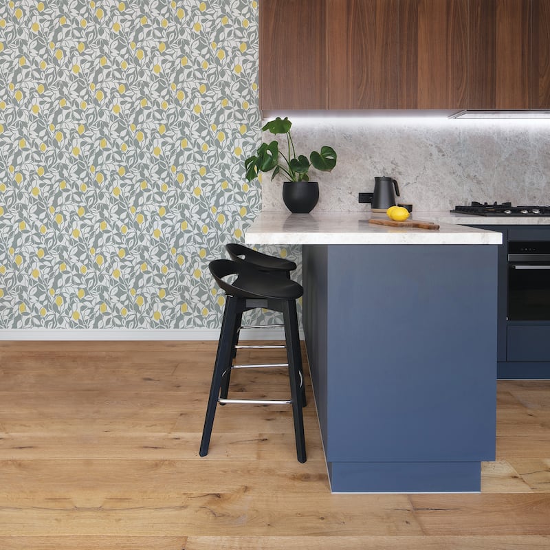 A-Street Prints Loretto Grey Citrus Wallpaper