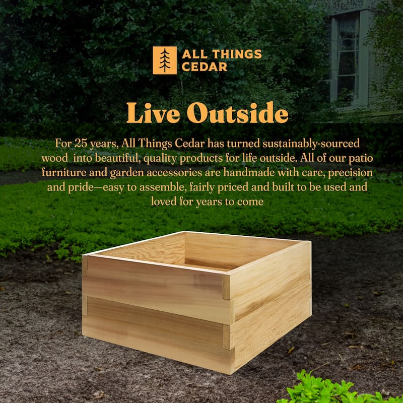 All Things Cedar 2 Foot Square 2 Tier Raised Garden Box, Western Red Cedar Build - 12
