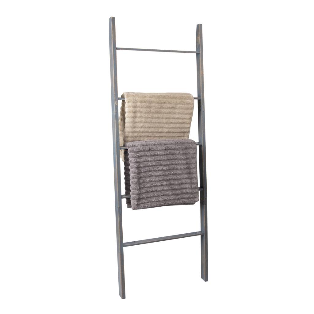 Mind Reader 53" Wood Rustic Decorative Tall Quilt Blanket Ladder