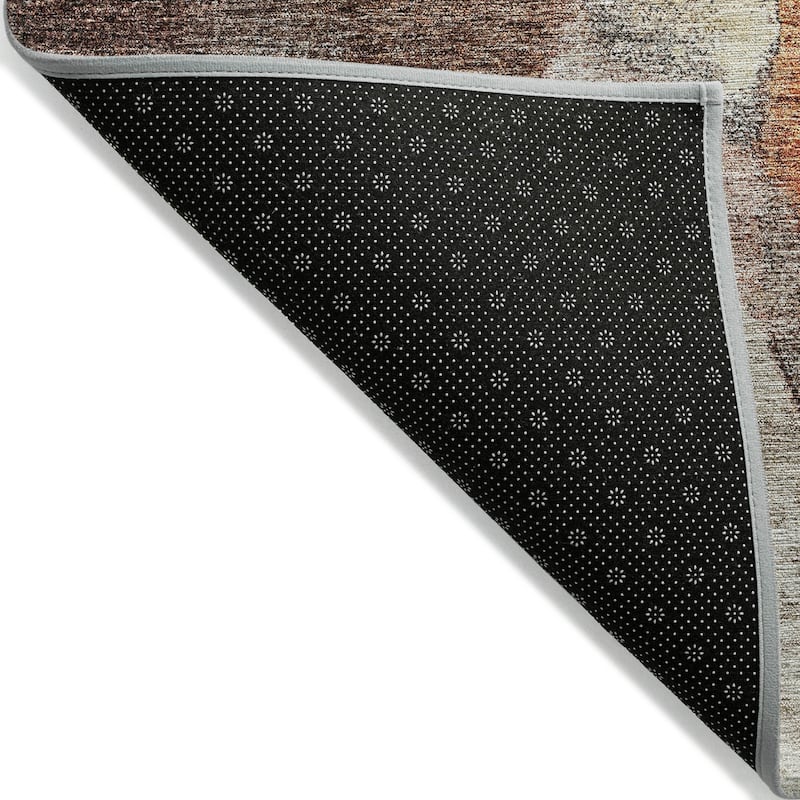 Machine Washable Indoor/ Outdoor Abstract Contemporary Chantille Rug