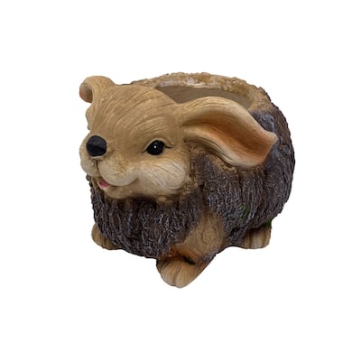 Floppy Eared Bunny Outdoor Garden Planter - 11.75" - Brown and Gray
