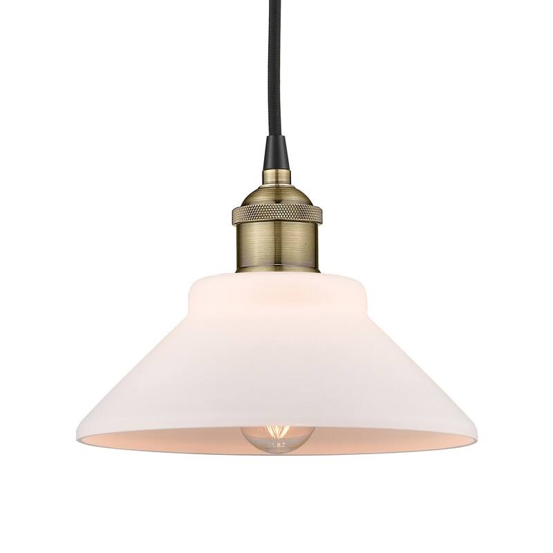 Innovations Lighting 616-1P-8-8 Orwell Pendant Orwell 8" Wide Mini - Black Antique Brass / Matte White