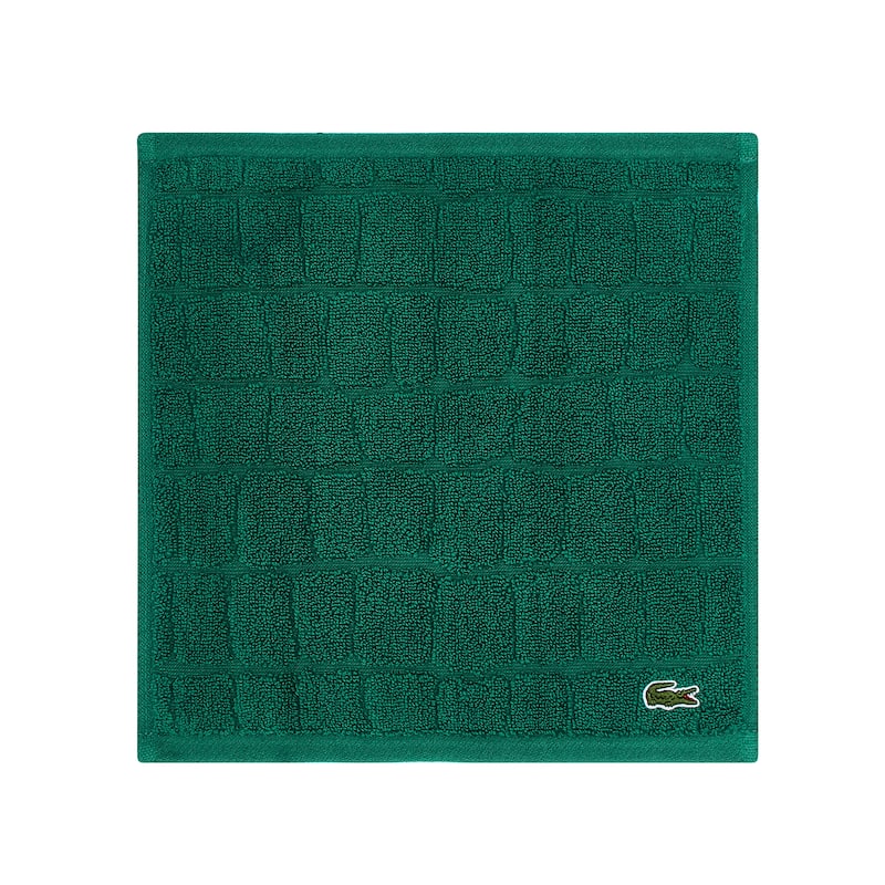 Lacoste Croc Scale Cotton Bath Towel, Hand Towel, and Washcloth - Washcloth - Croc Green