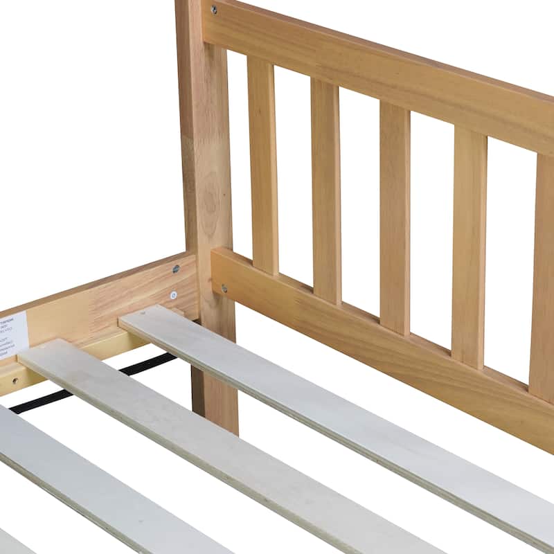 Twin House Bed with Headboard and Footboard, Twin Rubber Wood Bed with House Frame