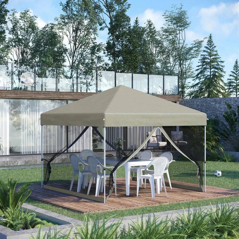 10'x10' Pop Up Canopy Tent, Adjustable Height,Wheeled Bag,Screen Room
