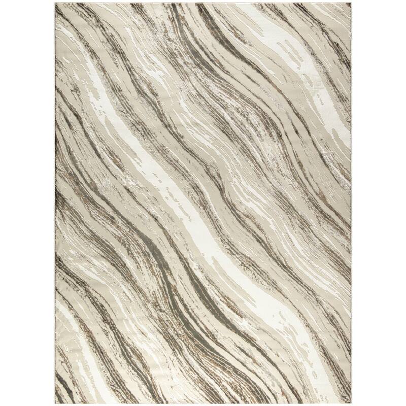 Power Loomed Abstract Modern Non Skid Stain Resistant Area Rug - 118' X '94' X '0.5