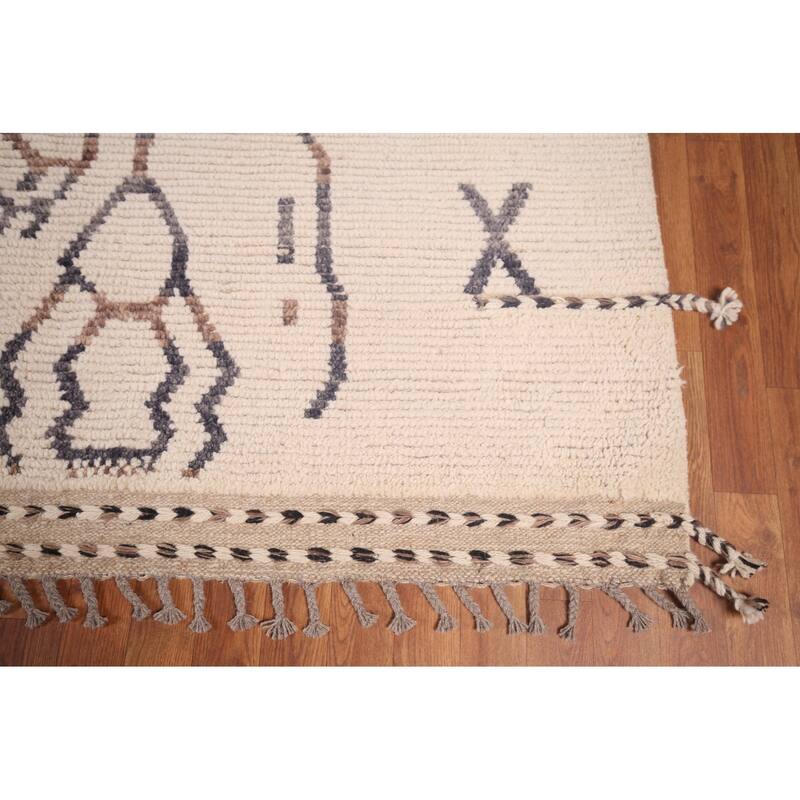 All-Over Abstract Moroccan Large Oriental Rug Handmade Wool Carpet - 9'11"x 14'5"