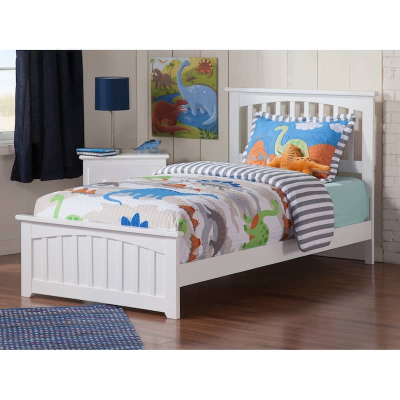 Mission Twin Foundation Bed Frame with Matching Footboard in White