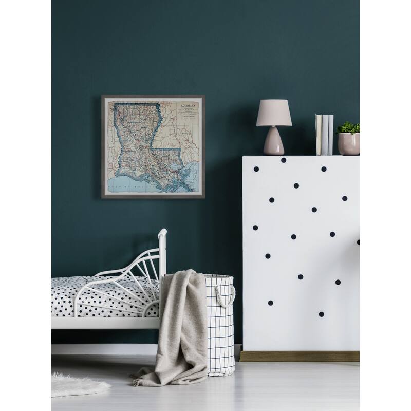 'Blue Louisiana Map' Framed Painting Print