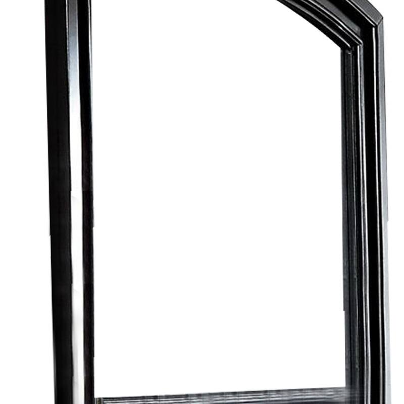 Traditional Style Wooden Frame Dresser Mirror with Curved Top, Black
