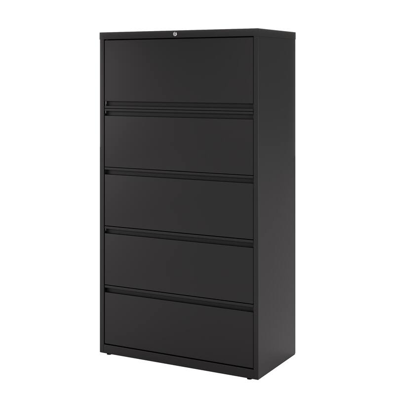 Hirsh 36-in Wide HL10000 Series 5 Drawer Lateral File Cabinet with Posting Shelf and Roll-Out Binder Storage, White