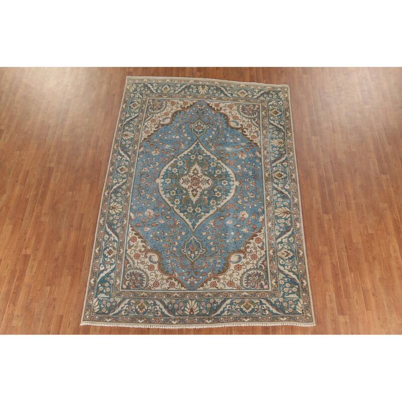 Distressed Over-Dyed Tabriz Persian Vintage Rug Handmade Wool Carpet - 6'8"x 9'10"