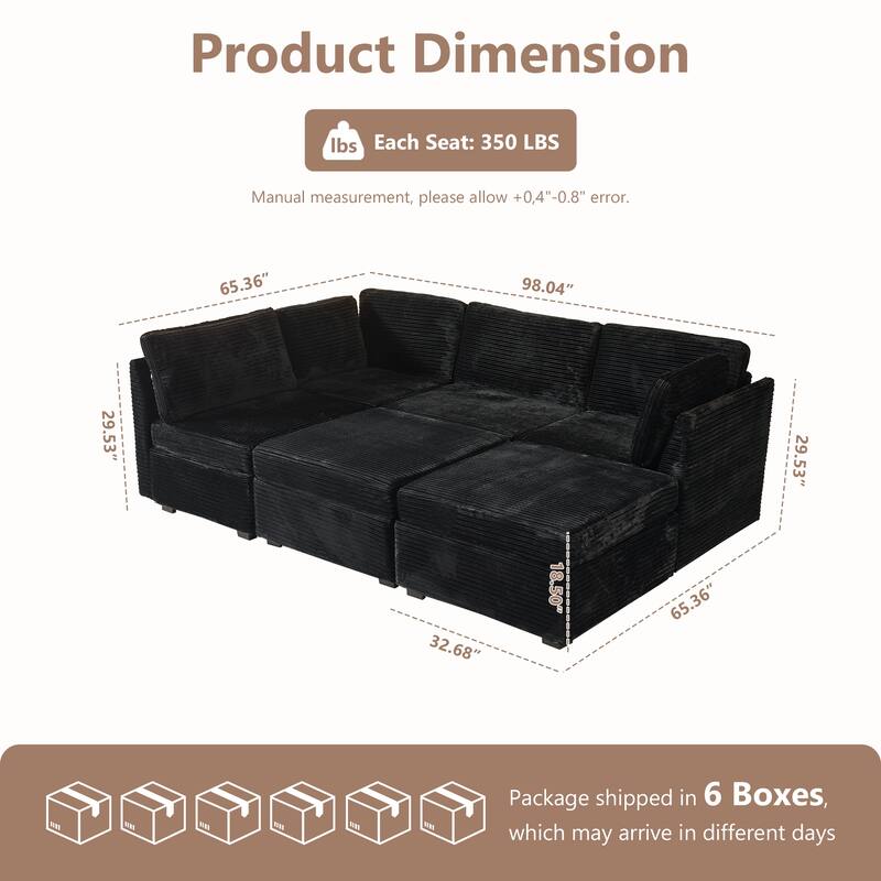 XIZZI Modular Sectional Sofa Chaise Couch with Ottoman