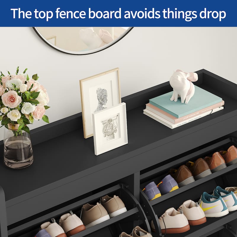 Moasis 4 Flip Drawers Free Standing Tipping Bucket Shoe Rack Organizer Modern Slim Hidden Shoe Cabinet