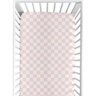 Sweet Jojo Designs Pink Gingham Checkered Plaid Girl Fitted Crib Sheet Vintage Classic Checkerboard Geometric Minimalist Retro