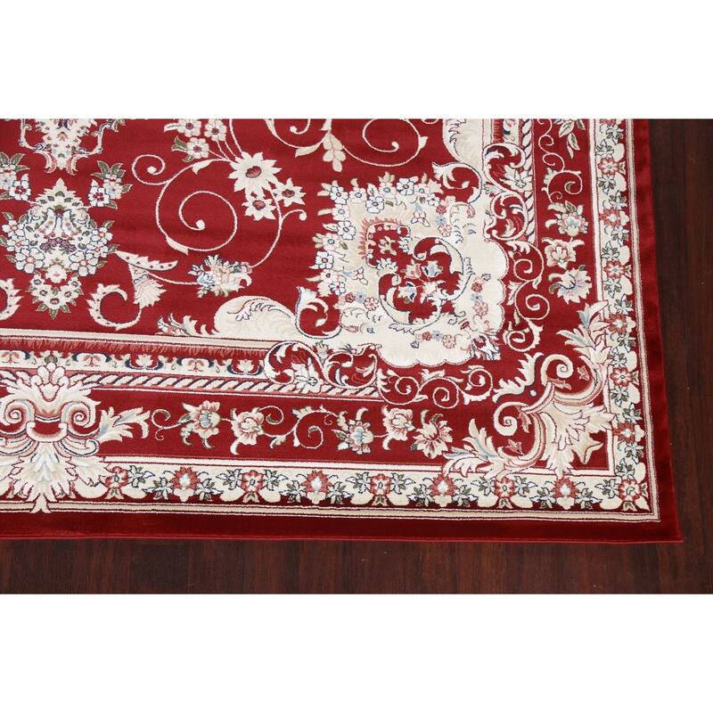 Red Floral Medallion Transitional Turkish Rug Oriental Carpet