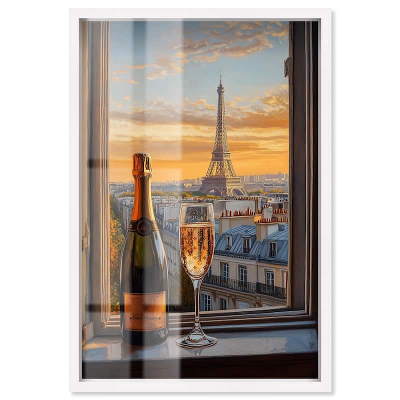 Classy Drink in Paris Shadowbox by Art Remedy - White - 16" x 24"