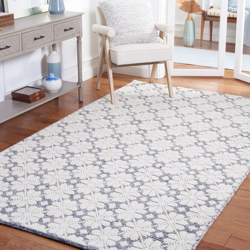 SAFAVIEH Handmade Vermont Jolie Wool Rug - 6' x 9' - Ivory/Navy