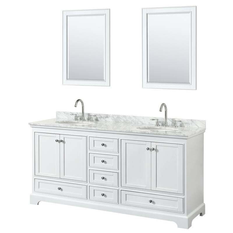 Deborah 72-inch Double Vanity, Oval Sinks, 24-inch Mirrors