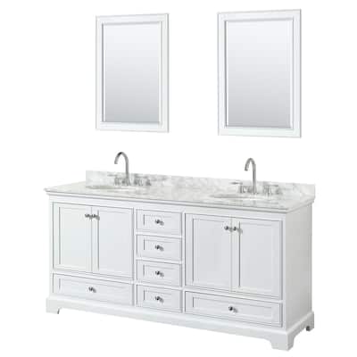 Deborah 72-inch Double Vanity, Oval Sinks, 24-inch Mirrors
