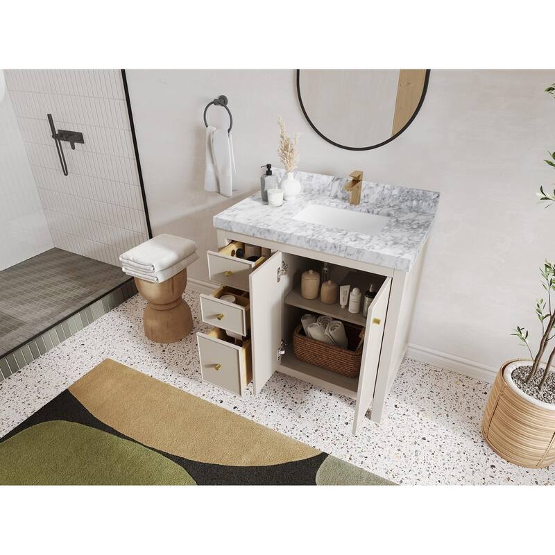 Willow Collections 36 x 22 Charlotte D Right Offset Sink Bathroom Vanity with Countertop