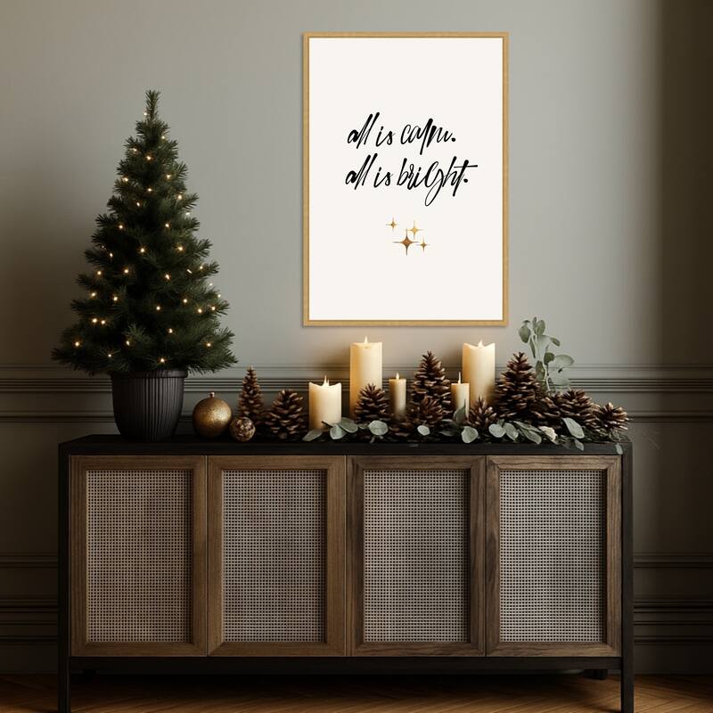 All Is Bright by Eins Kubistika (23 x 33 in.), Framed Canvas Wall Art Print - Sylvie Bright Gold