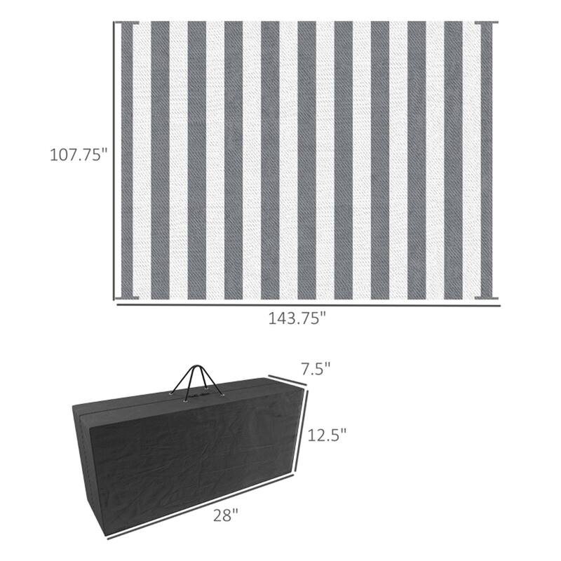 Waterproof Reversible Outdoor Rug with Carry Bag Foldable Picnic Blanket for Camping, RV Trips, Beach - 107.75" W x 143.75" L