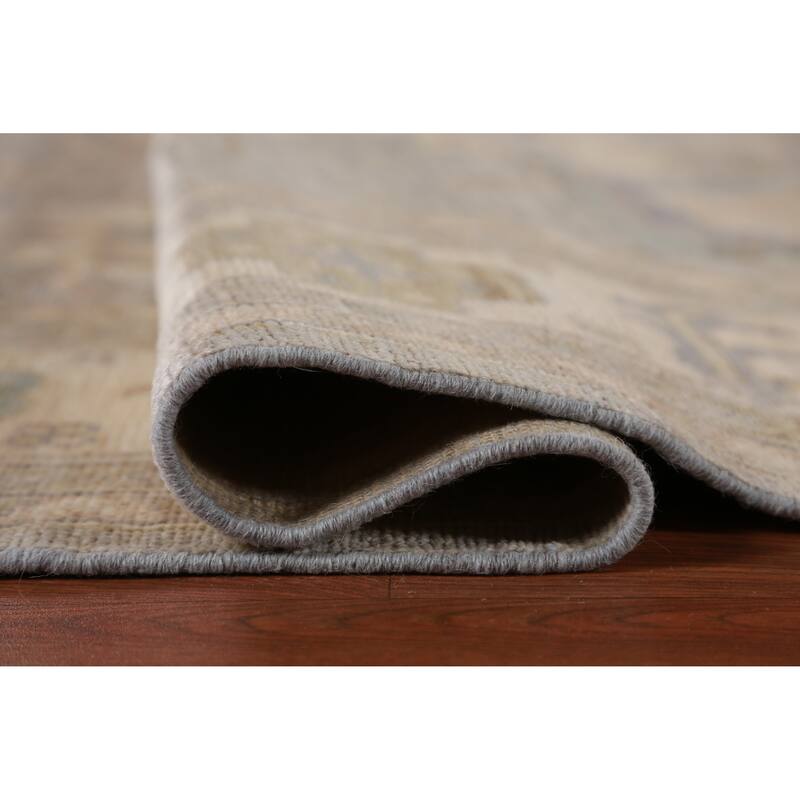 Hand Knotted Oriental 100% Wool Carpet Transitional All-Over Greys & Charcoal Oushak Area Rug - 9' 9'' X 8' 1''