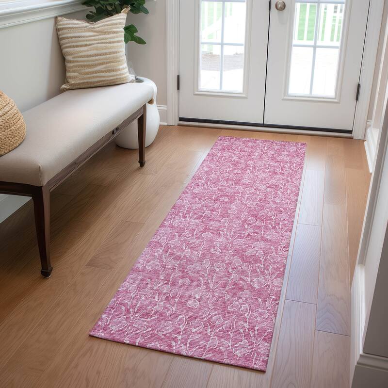 Machine Washable Indoor/ Outdoor Chantille Modern Floral Impressions Rug