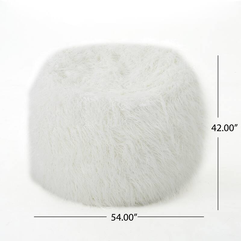 Mahin 5 Foot Rounded Faux Fur Bean Bag - White