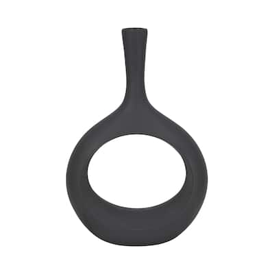 Sagebrook Home 24"H Rough Texture Round Cut Out Ceramic Vase