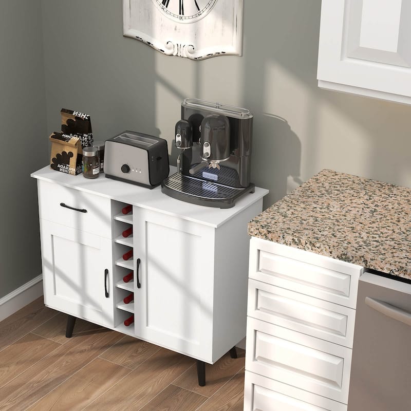 Costway 2-Door Wine Bar Cabinet Kitchen Sideboard Buffet with Drawer & - See Details