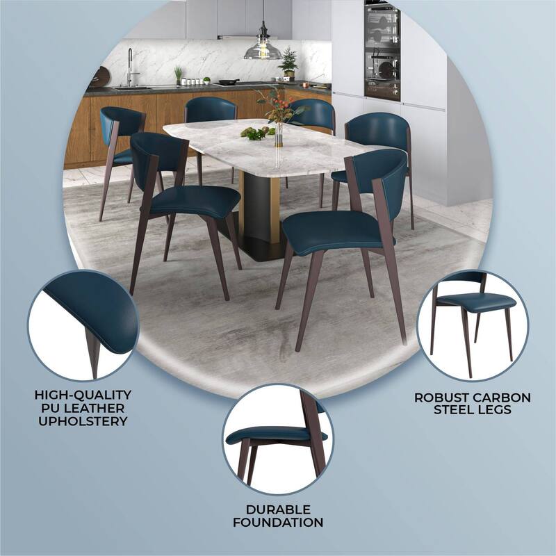 Leather Dining Chairs with Iron Legs and Open-Back Design Aspen Series Set of 2