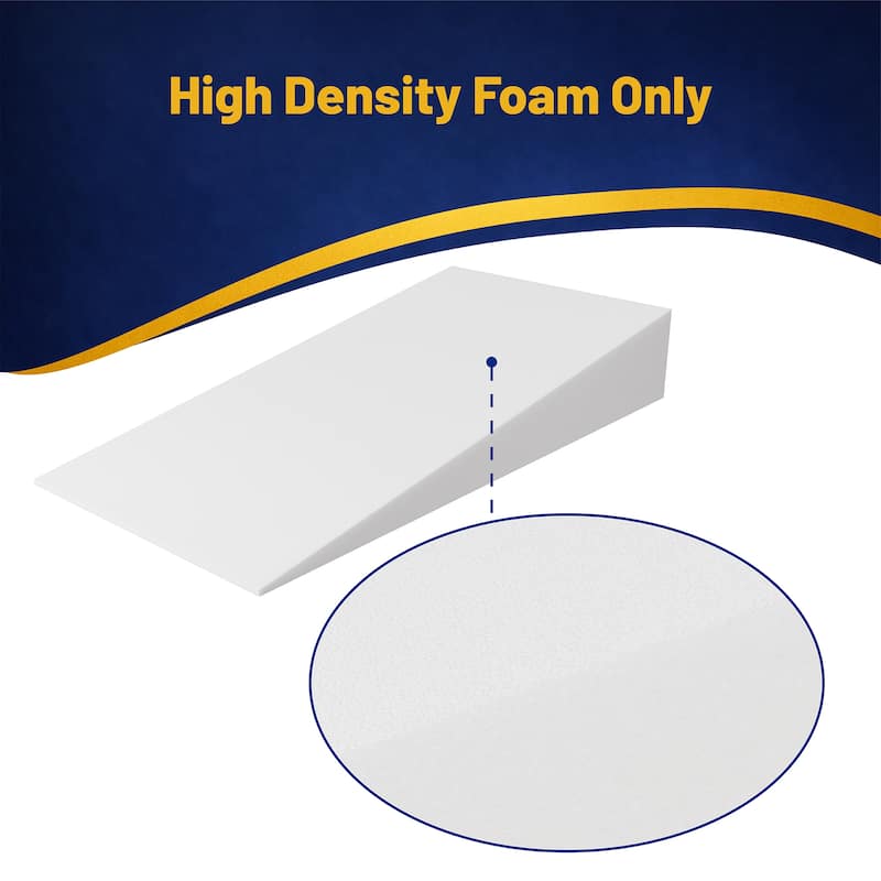 Extra Wide Bed Wedge Pillow | Body Support Sponge | Tringle Incline Cushion to Elevate Upper Body, 40 x 20 x 4 - White
