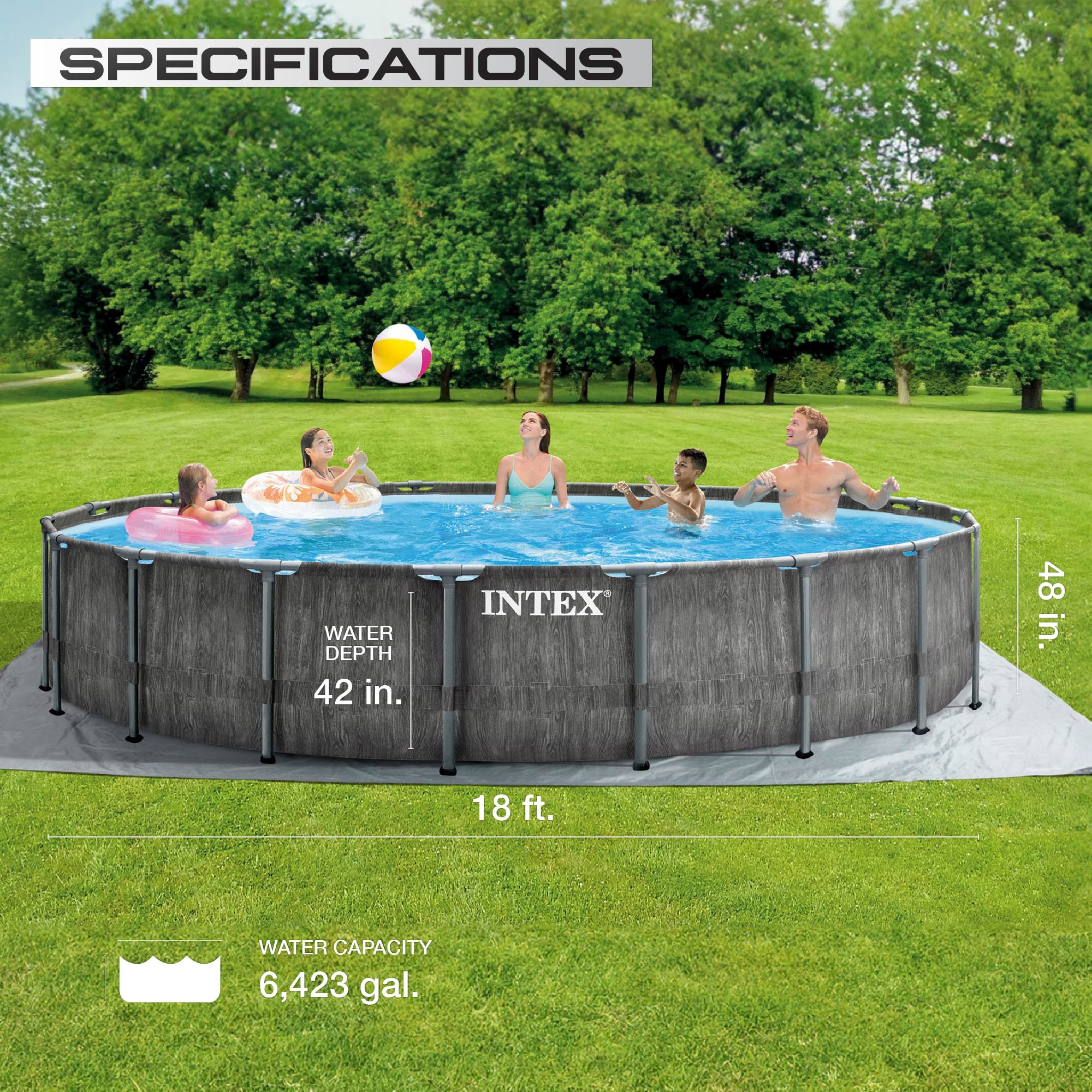 【SWIMCITY】Greywood set-up Intex Greywood Prism Frame 18'x48