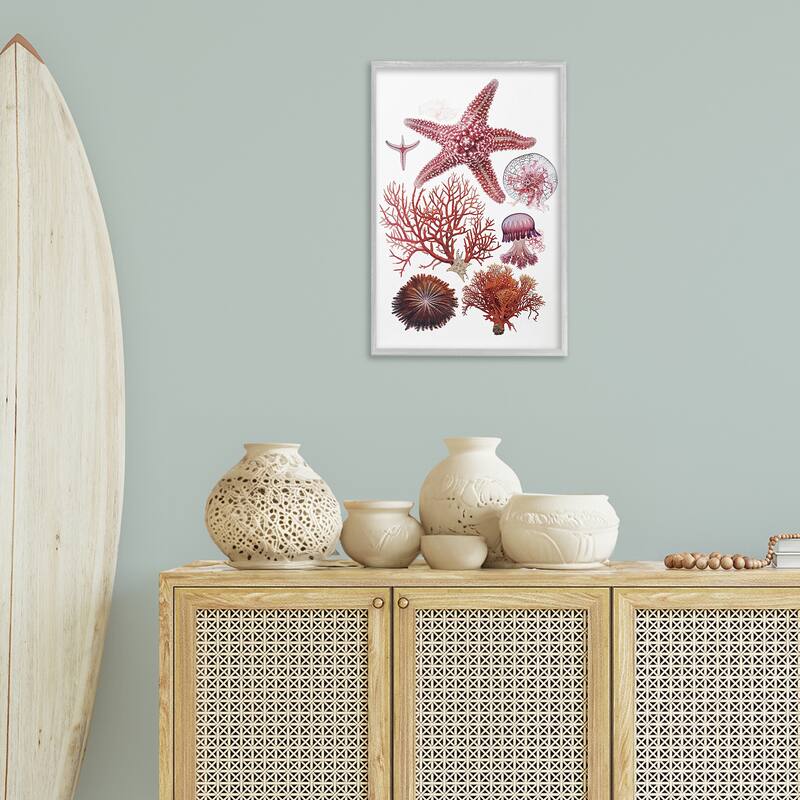 Stupell Rosy Undersea Creatures Framed Giclee Art Design By Ramona Murdock
