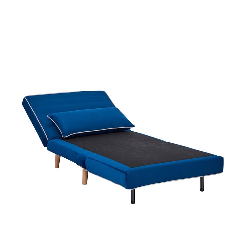 Modern Velvet Foldable Sofa Bed Piping 3 Position Backrest 10s Convert Grey Space Saving