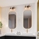 preview thumbnail 3 of 12, Elisie Modern 2-light Bathroom Vanity Light Farmhouse Black Gold Sconce with Water Glass