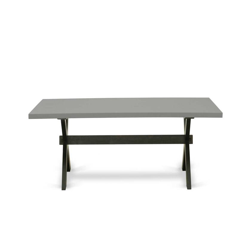 Mediterranean Dining Table - 36x60 X-Style Table with Cement Top & Black Legs - 36
