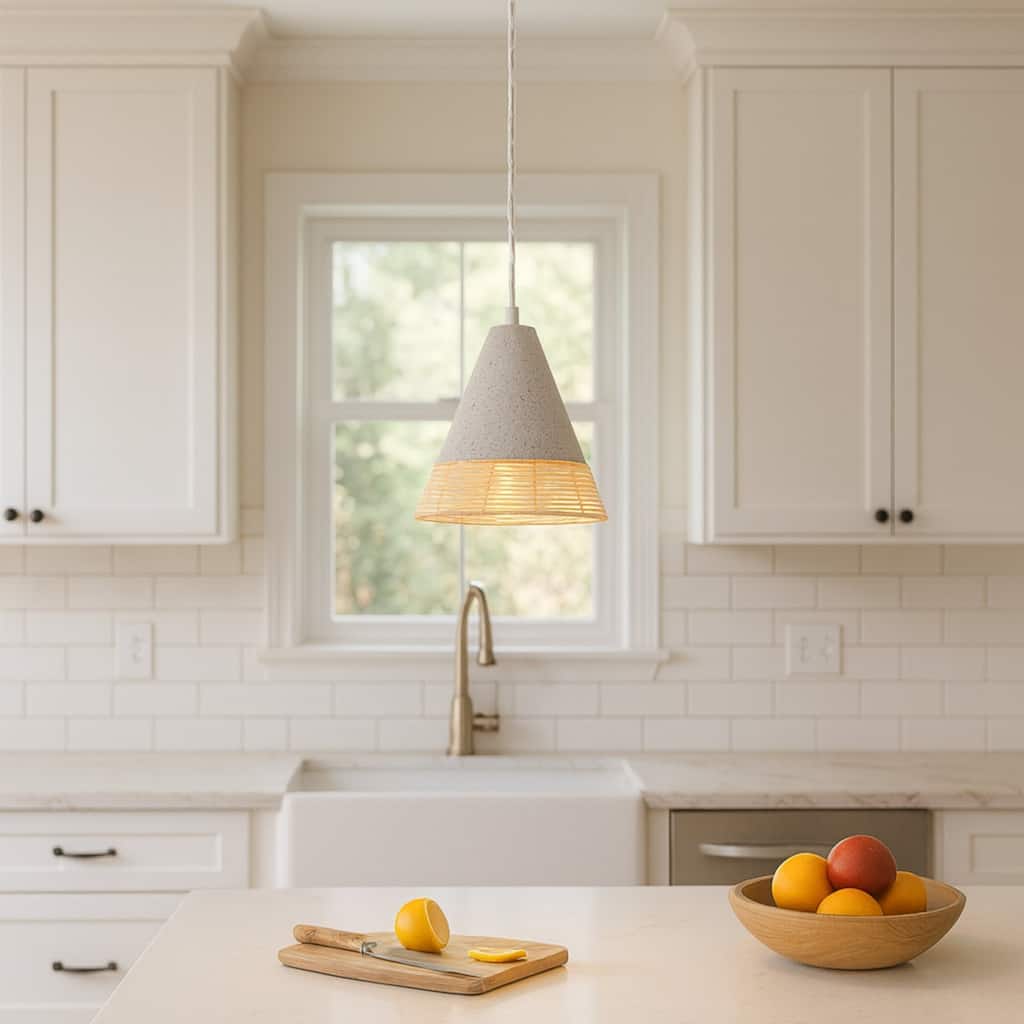 Acroma 1 - Light White Textured Cone Pendant Light - 1-light