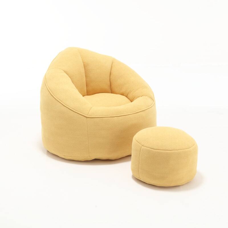 Compressed Foam Bean Bag Chair with Footrest - Plush Lounger for Modern Living Spaces