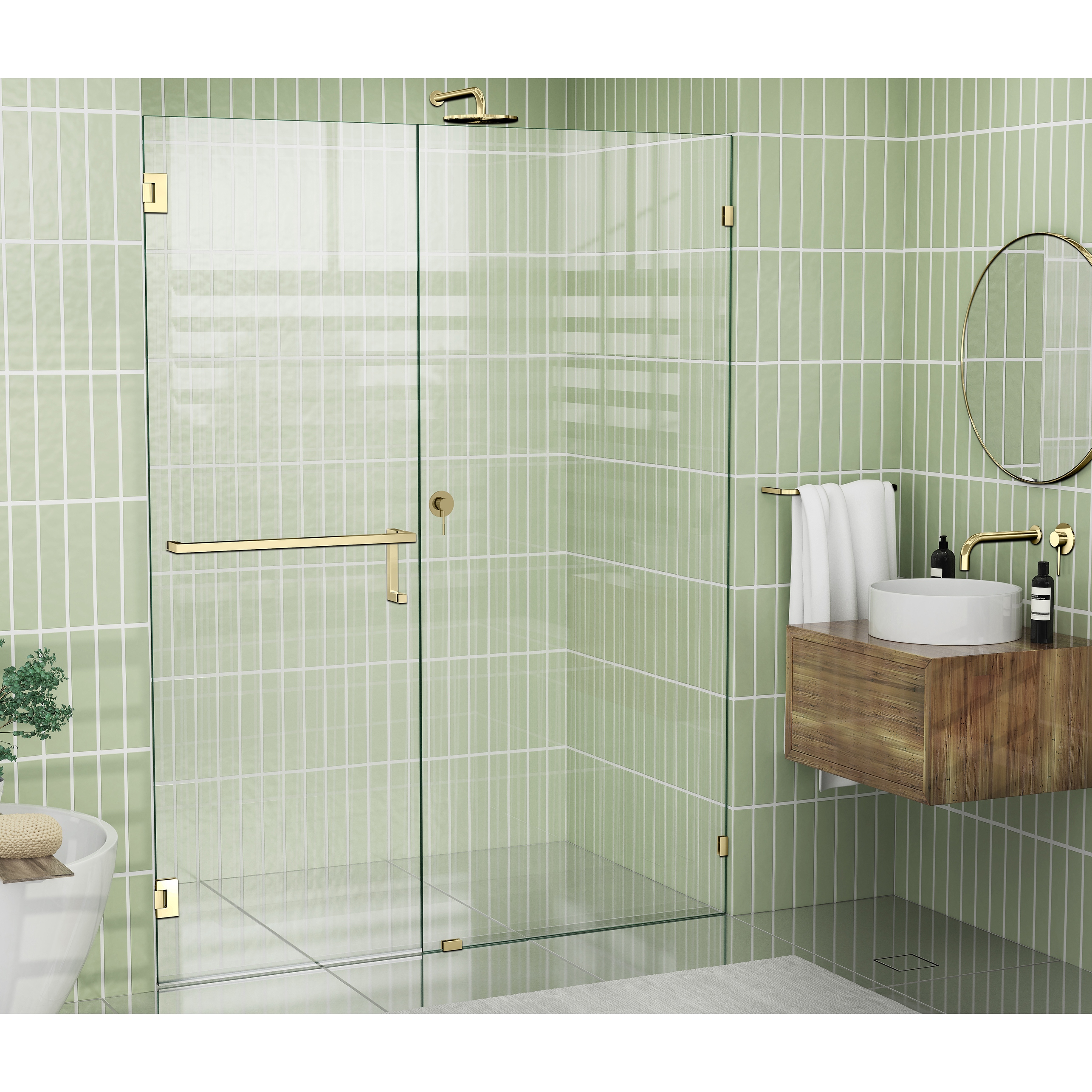 Sliding shower door online towel bar