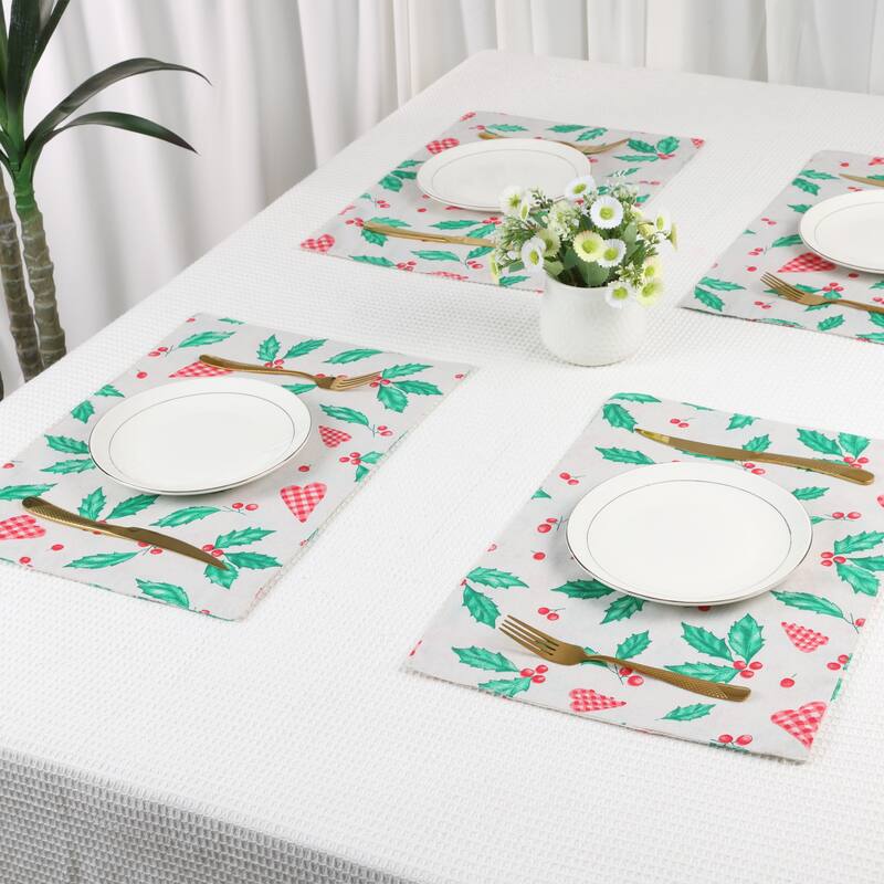 Farmhouse Placemats Set of 4 Polyester Placemats for Dining Table Decor Indoor Outdoor Kitchen Table Mat Wipe Clean - 18*13in