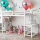 preview thumbnail 2 of 7, Twin Size Loft Bed Kids Bed with Platform Ladders and Guardrails, White