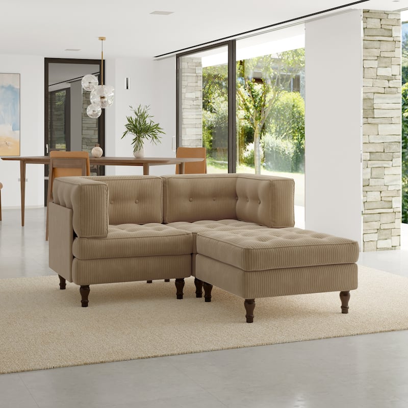 Oversized Sofa Corduroy Tufted Modular Sectional Set
