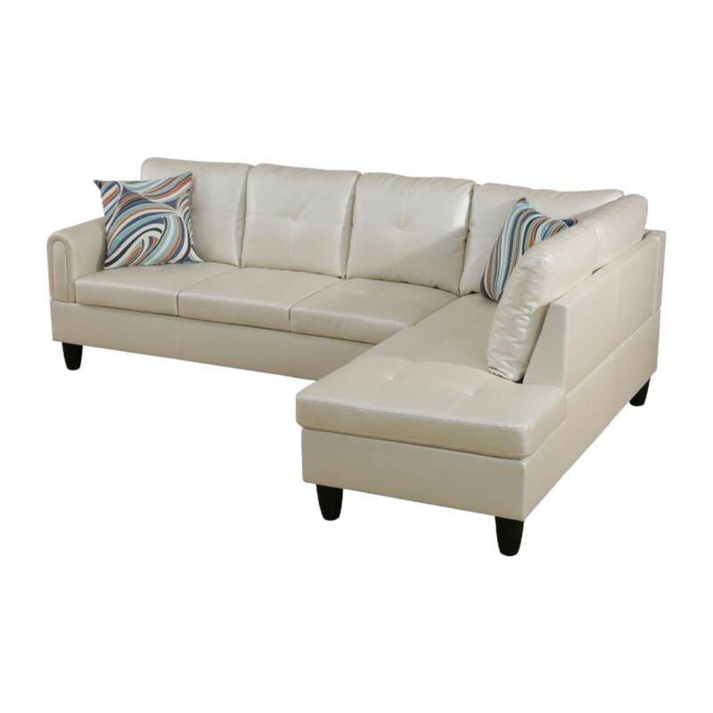 KISRAIS 97" Wide 2-Piece Vegan Leather Sectional Sofa Set without Ottoman for Small Space