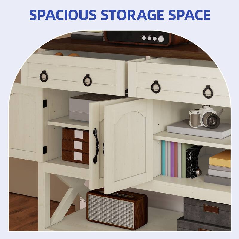 Moasis 47.2" Farmhouse Buffet Sideboard Cabinet with Storage and 2 Drawers&4 Doors